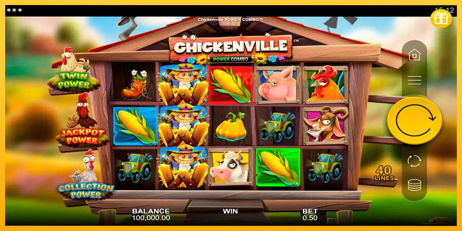 একটি স্লট মেশিন সঙ্গে বাস্তব টাকা Chickenville Power Combo, ছবি 1