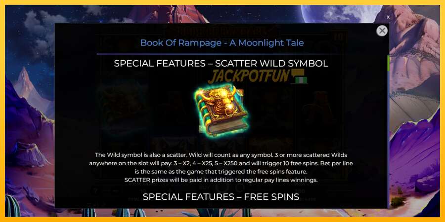 একটি স্লট মেশিন সঙ্গে বাস্তব টাকা Book of Rampage - A Moonlight Tale, ছবি 5