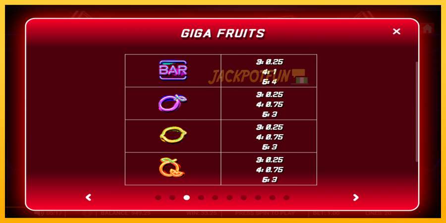 একটি স্লট মেশিন সঙ্গে বাস্তব টাকা Giga Fruits, ছবি 7